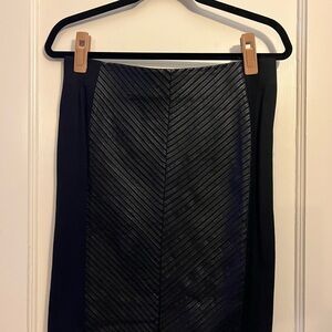 Black leather and ponte skirt